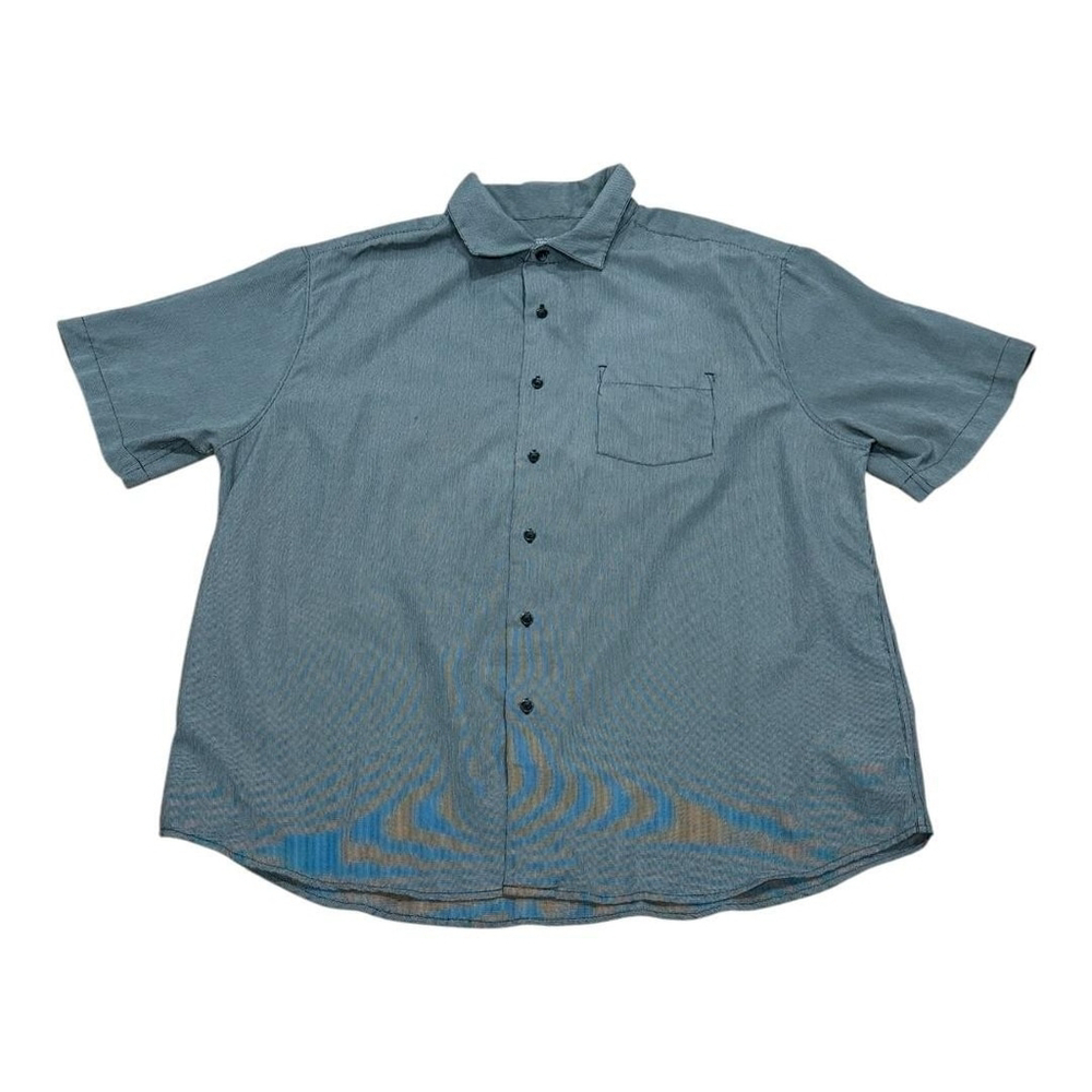 Denver Hayes Shirt Mens XL Black Gray Micro Stripe Short Sleeve Button Front